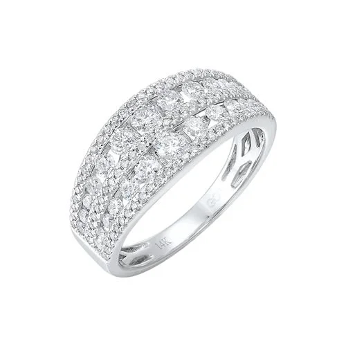 men’s wedding bands with unique textures -Diamond 5-Row Wedding Band in 14k White Gold (1 ctw)