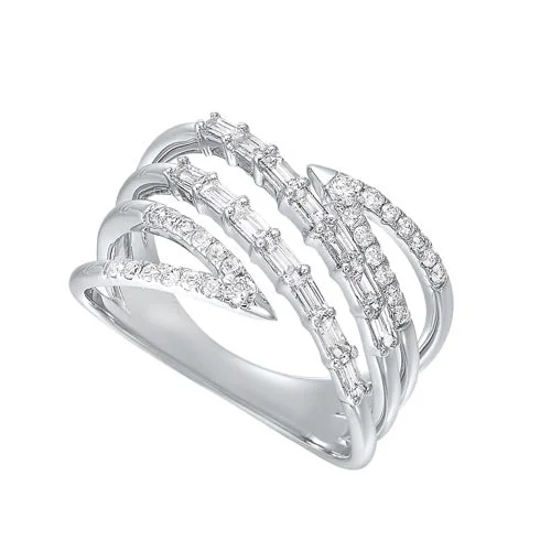 classic gold rings with modern designs -Diamond Bypass Waterfall Band in 14k White Gold (½ ctw)