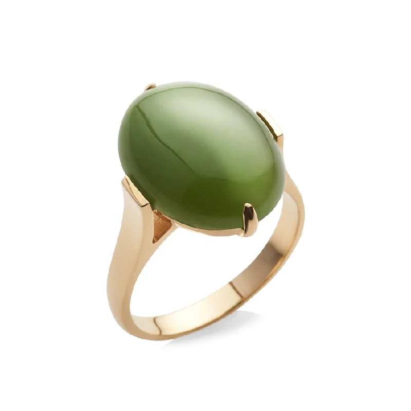 luxury engagement rings with fancy-colored diamonds -Diana Ring in Green Nephrite Jade