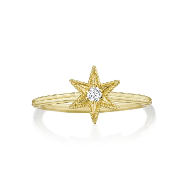 affordable engagement rings for brides with unique gemstones -Six Point Star Ring with Diamond