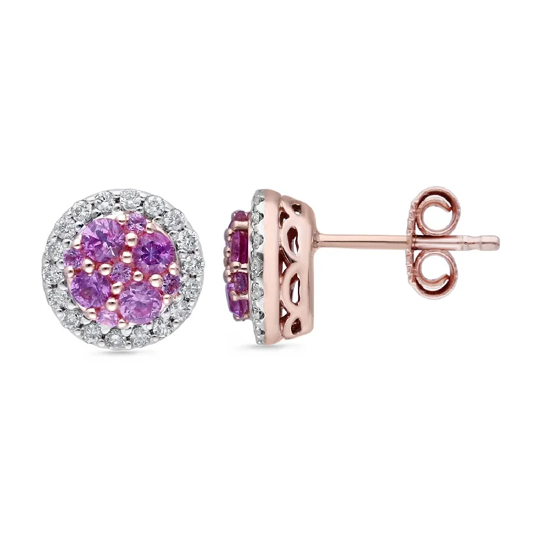 glamorous pink sapphire earrings for formal wear-Rose Gold Sapphire & Diamond Heirloom Earrings