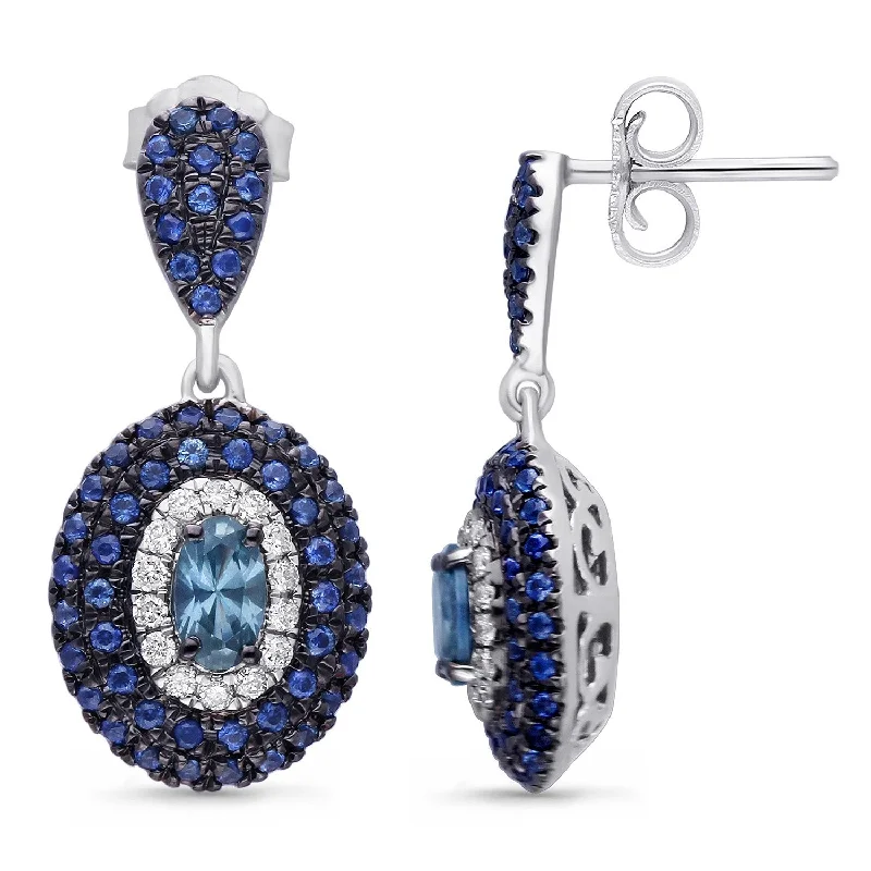 colorful gemstone drop earrings for a pop of color-White Gold Sapphire & Diamond Infinite Earrings