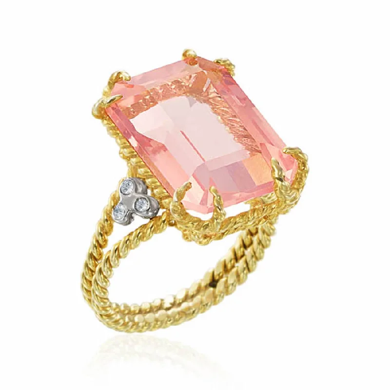 custom-designed rings for brides with multi-stone settings -Rose Quartz Rope Ring