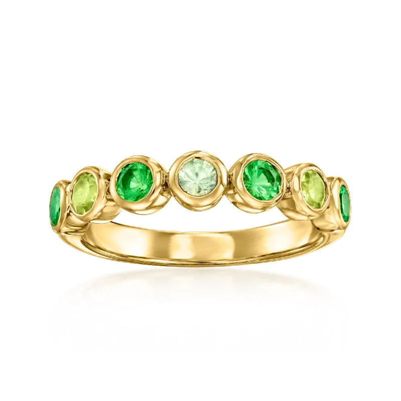 diamond wedding bands for men with sleek finishes -Ross-Simons Green Sapphire and . Tsavorite Ring With . Peridots in 18kt Gold Over Sterling