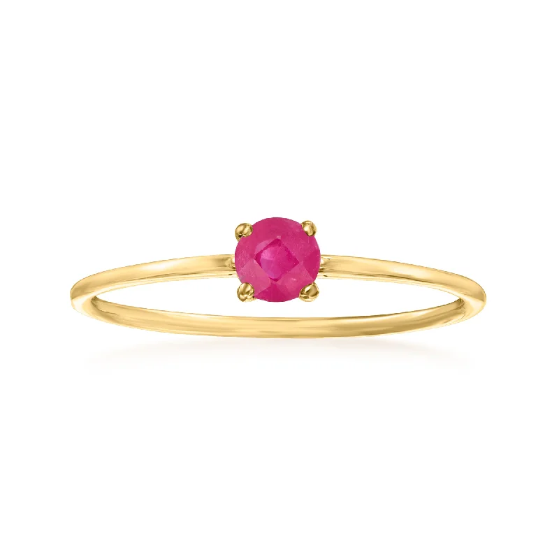 trendy wedding rings for modern couples with diamonds -RS Pure by Ross-Simons Ruby Ring in 14kt Yellow Gold