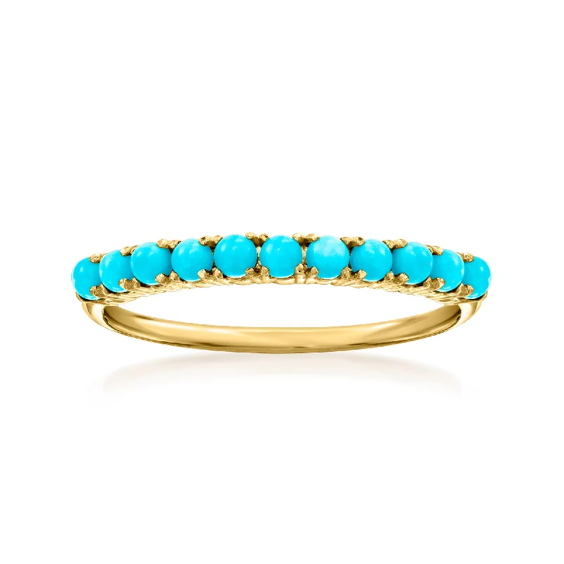 luxury diamond wedding bands for men -RS Pure by Ross-Simons Turquoise Ring in 14kt Yellow Gold