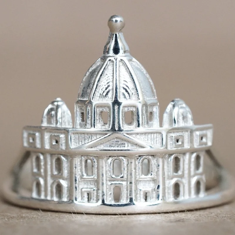 affordable men’s wedding bands with brushed metal -St. Peter's Basilica