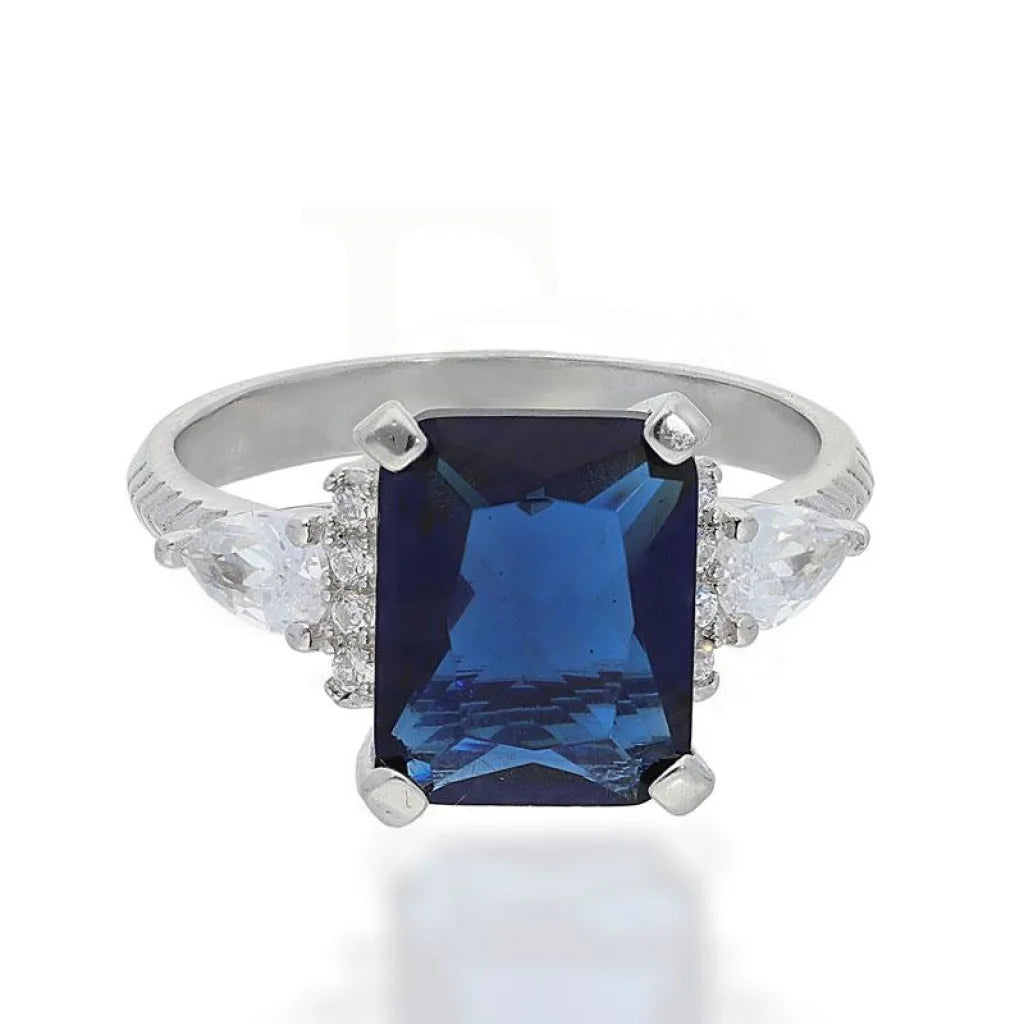 affordable engagement rings for brides -Sterling Silver 925 Blue Solitaire Ring - FKJRNSL2274