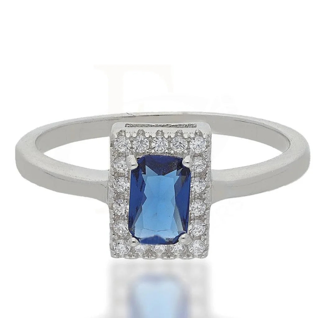 luxury engagement rings with oval-cut gemstones -Sterling Silver 925 Blue Solitaire Ring - FKJRNSL2486