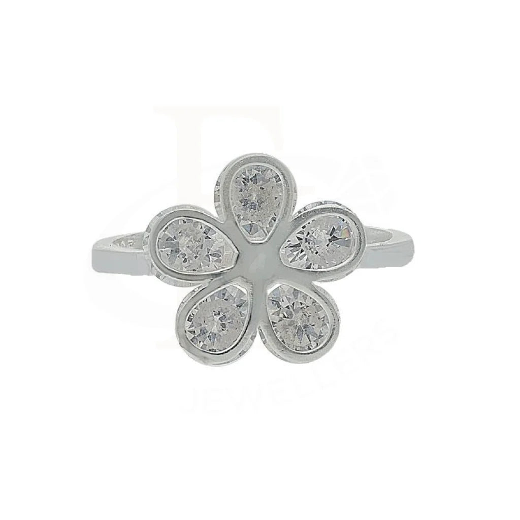 affordable wedding bands with polished finishes -Sterling Silver 925 Flower Ring - FKJRN2082