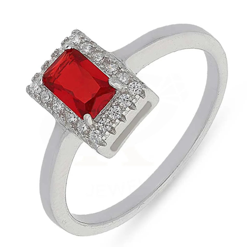 luxury rings for engagement with large gemstones -Sterling Silver 925 Red Solitaire Ring - FKJRNSL2484