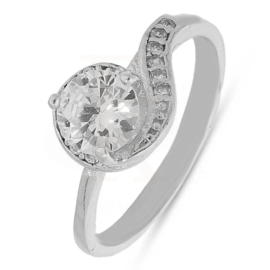 platinum engagement rings with intricate designs -Sterling Silver 925 Round Shaped Solitaire Ring - FKJRNSL2181