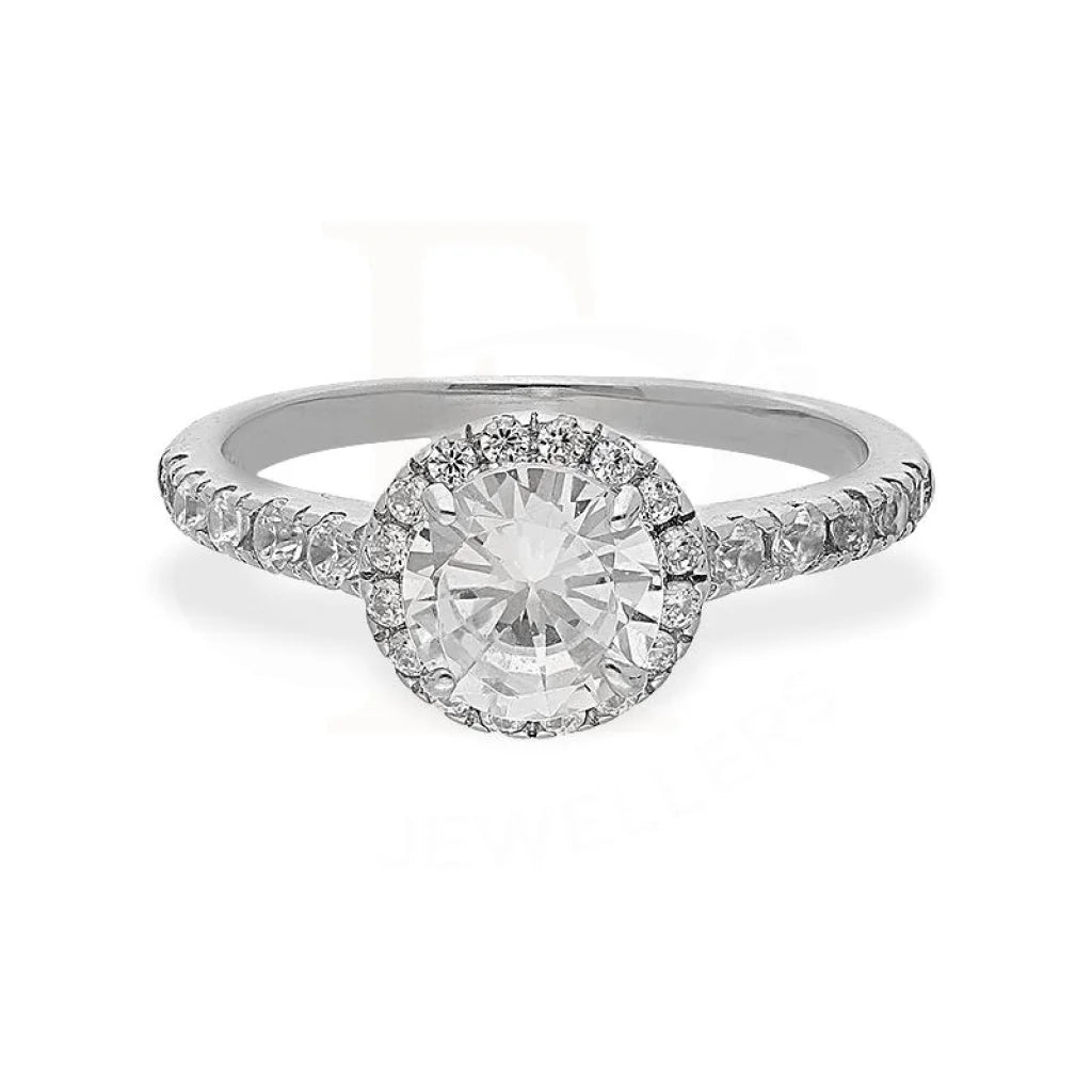 unique engagement rings with intricate settings for brides -Sterling Silver 925 Round Solitaire Ring - FKJRNSL2441