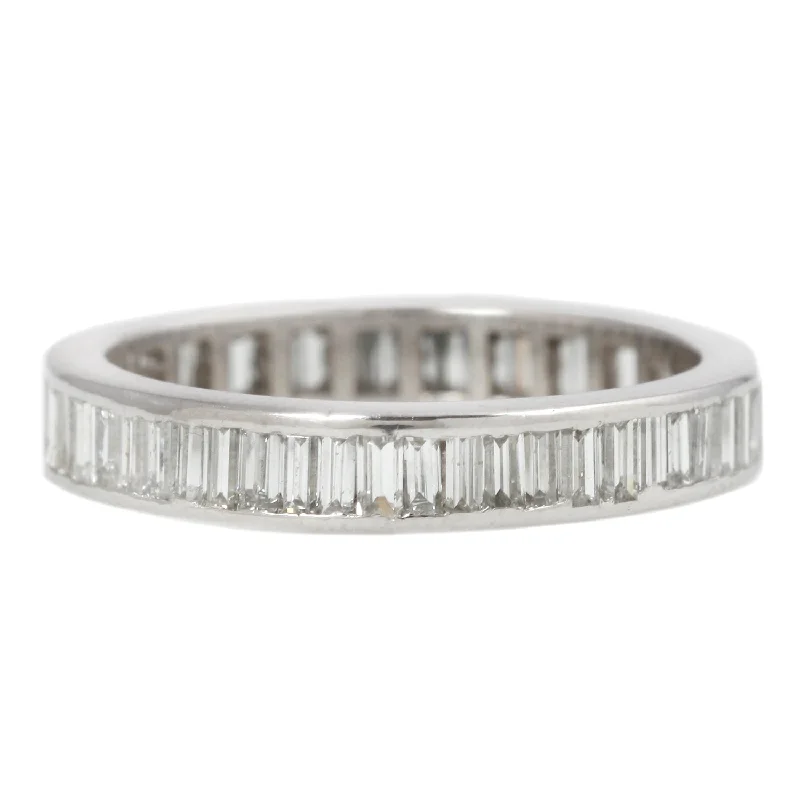 statement rings for brides with colorful gemstones -Straight Baguette Eternity Diamond Band