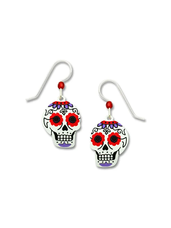 sparkling cubic zirconia hoop earrings-Sugar Skull Earrings by Sienna Sky