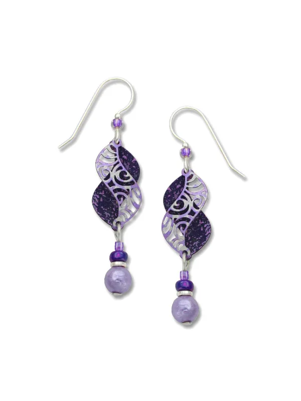 trendy heart-shaped earrings for women-Swirled Violet Curve Earrings by Adajio