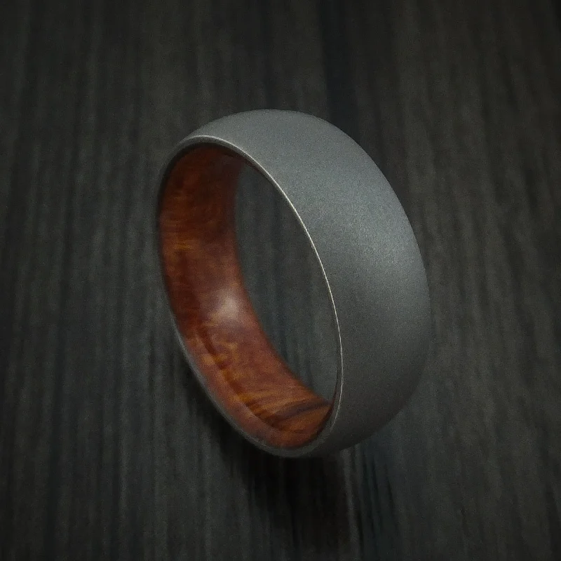 custom wedding bands with meaningful engravings -Titanium Men's Ring with Hardwood Sleeve Custom Made Band