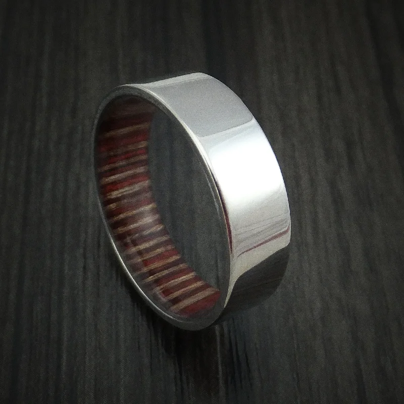 stackable wedding rings with diamond embellishments -Titanium Men's Ring with English Oak Hardwood Sleeve Custom Made Band