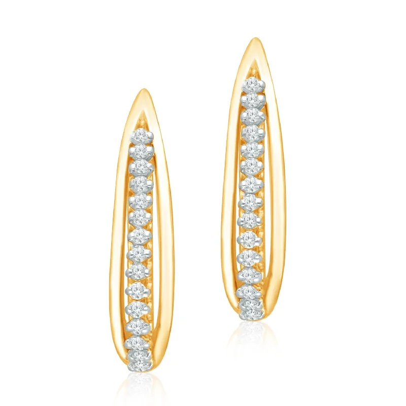 chic statement earrings for cocktail parties-Two Tone Diamond Eternal Huggie Earrings