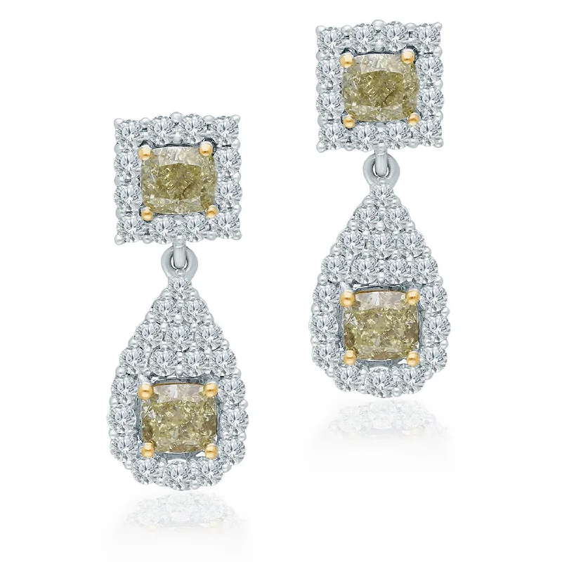 trendy ear cuff earrings for fashionistas-Two Tone Gold GIA Yellow & White Diamond Eternal Earrings