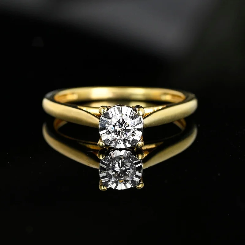 custom engagement rings with antique-style details -Vintage Estate Gold Diamond Solitaire Engagement Ring