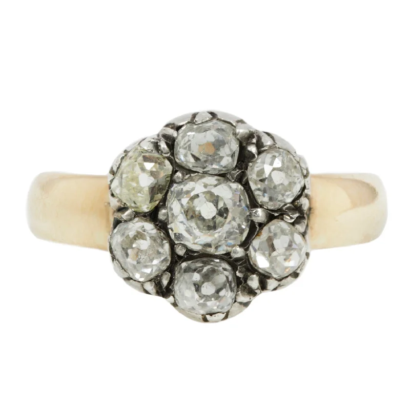 affordable engagement rings with radiant diamonds -Mixed Metal Diamond Flower Ring