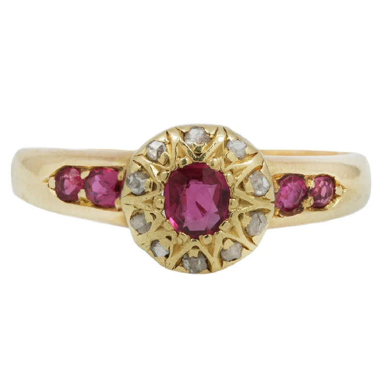 statement engagement rings with diamond centerpieces -Victorian Ruby and Diamond Ring