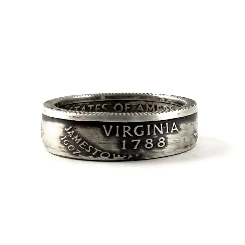 stackable wedding bands with diamond accents -90% Silver Virginia Quarter Ring