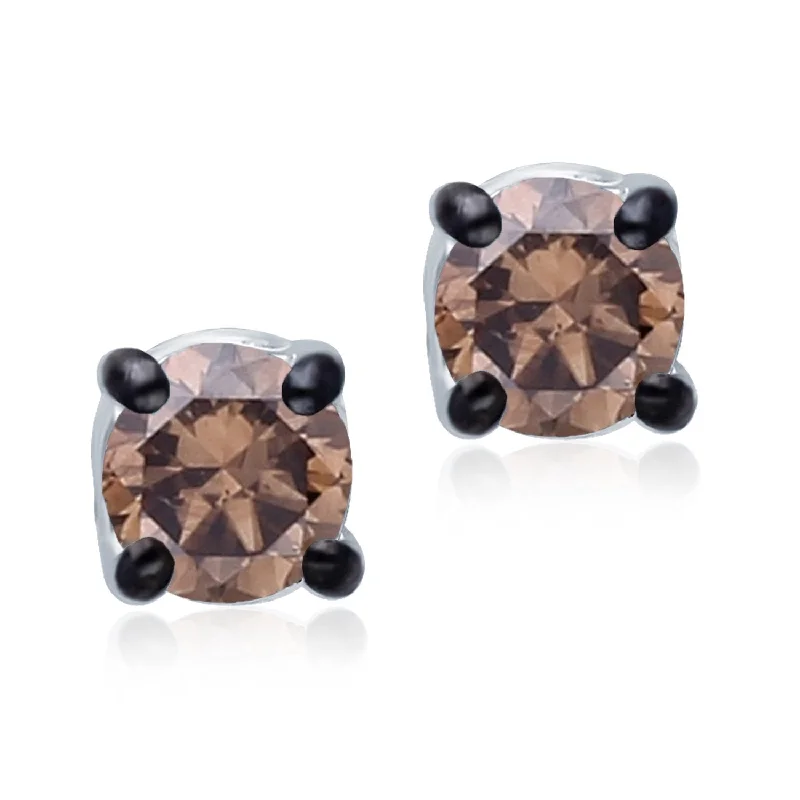 trendy shell earrings for beach vacations-White Gold Coco Diamond Eternal Stud Earrings