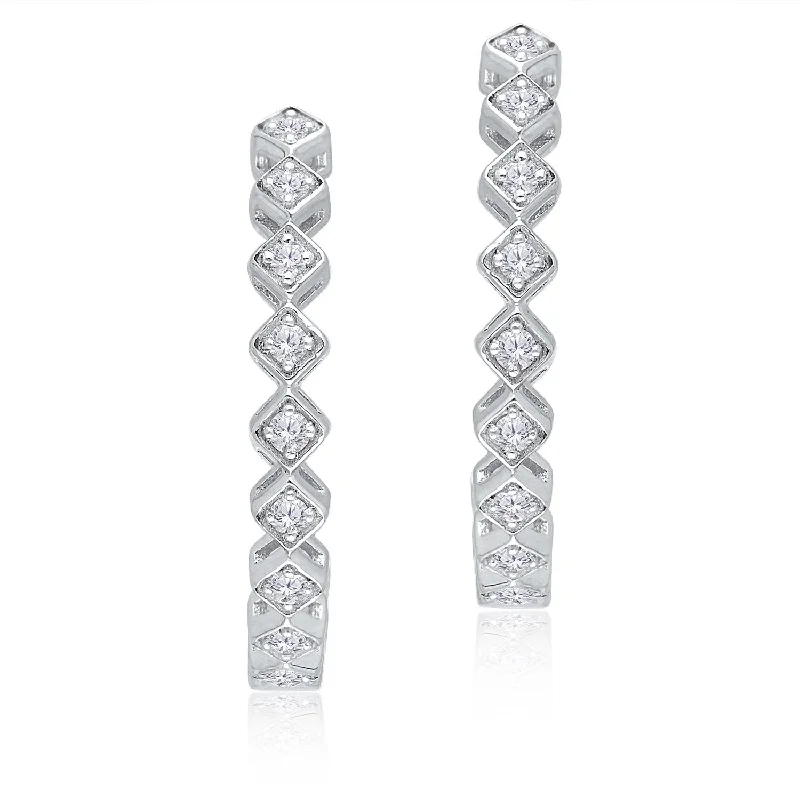 luxurious diamond dangle earrings for parties-White Gold Diamond Eternal Earrings