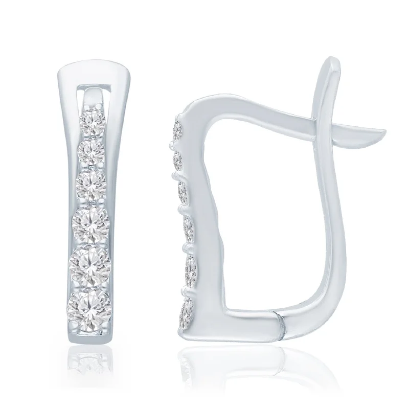 elegant statement earrings for formal dinners-White Gold Diamond Eternal Earrings