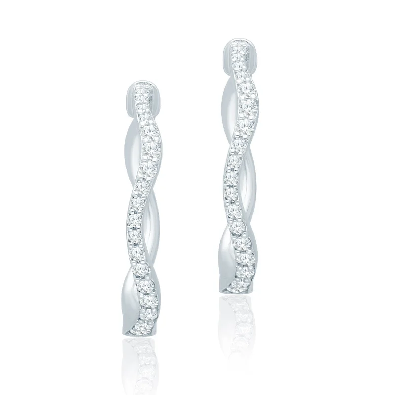 sparkling crystal drop earrings for special events-White Gold Diamond Eternal Earrings