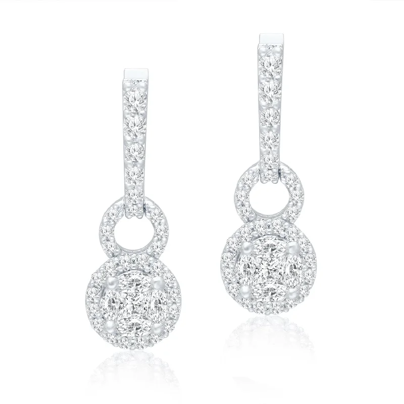 fashionable metal hoop earrings-White Gold Diamond Eternal Earrings