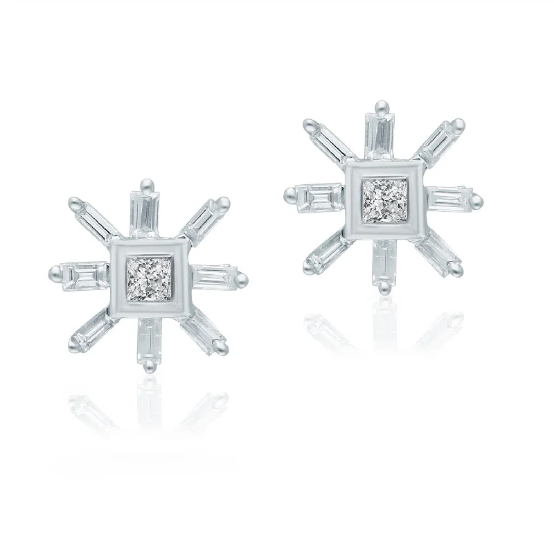 chic gemstone stud earrings for daily wear-White Gold Diamond Legendary Stud Earrings