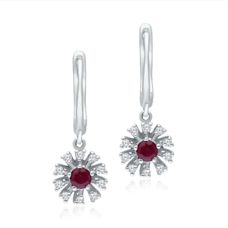 minimalist ear jacket earrings for casual style-White Gold Ruby & Diamond Heirloom Earrings