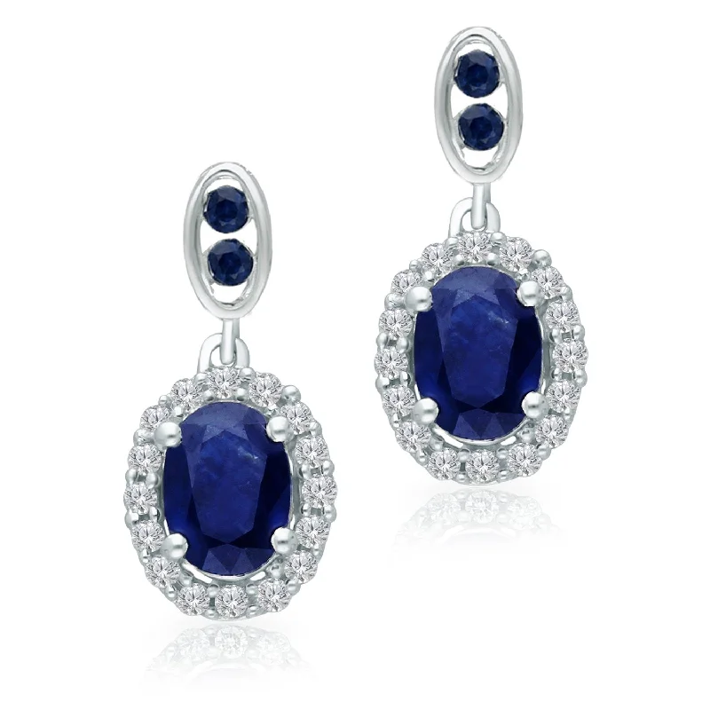 elegant dangle earrings for evening wear-White Gold Sapphire & Diamond Heirloom Earrings