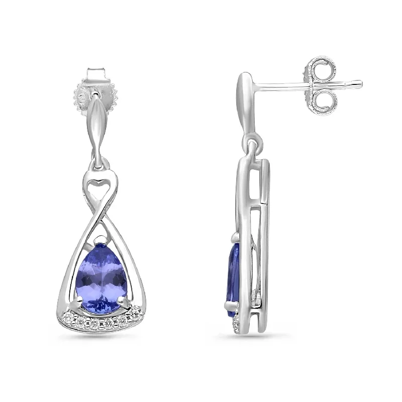 unique triangle earrings for a modern style-White Gold Tanzanite & Diamond Heirloom Earrings