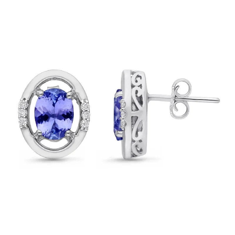 stylish chain earrings for a layered look-White Gold Tanzanite & Diamond Heirloom Earrings