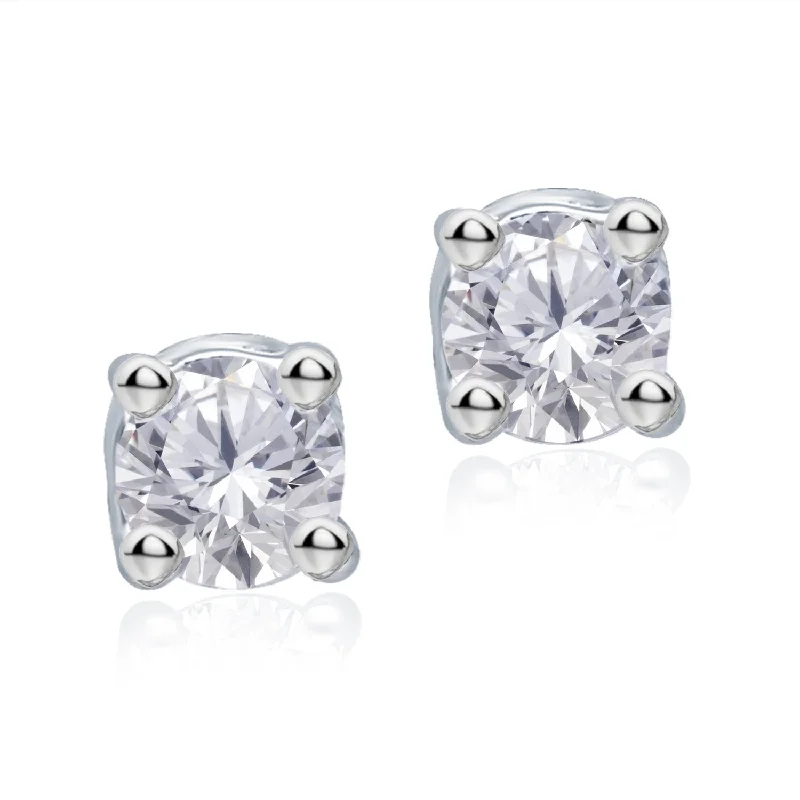 creative resin earrings for artistic styles-White Gold White Diamond Eternal Stud Earrings