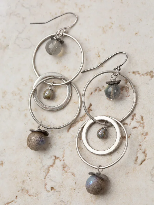 handmade fabric earrings for unique styles-Circle Labradorite Dangles by Anne Vaughan