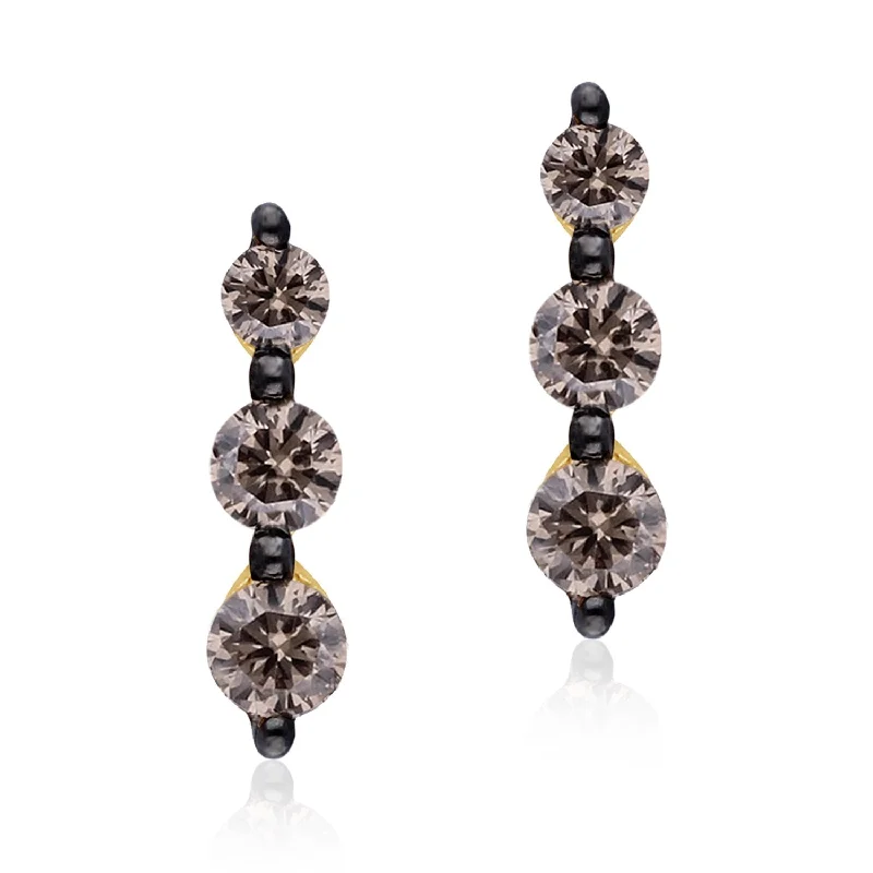 chic gold-plated stud earrings-Yellow Gold Coco Diamond Eternal Earrings