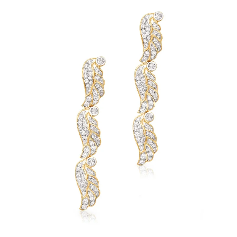 elegant black pearl earrings for weddings-Yellow Gold Diamond Griffiness Earrings