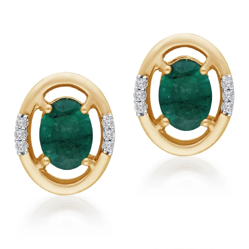 glamorous diamond chandelier earrings-Yellow Gold Emerald & Diamond Heirloom Earrings