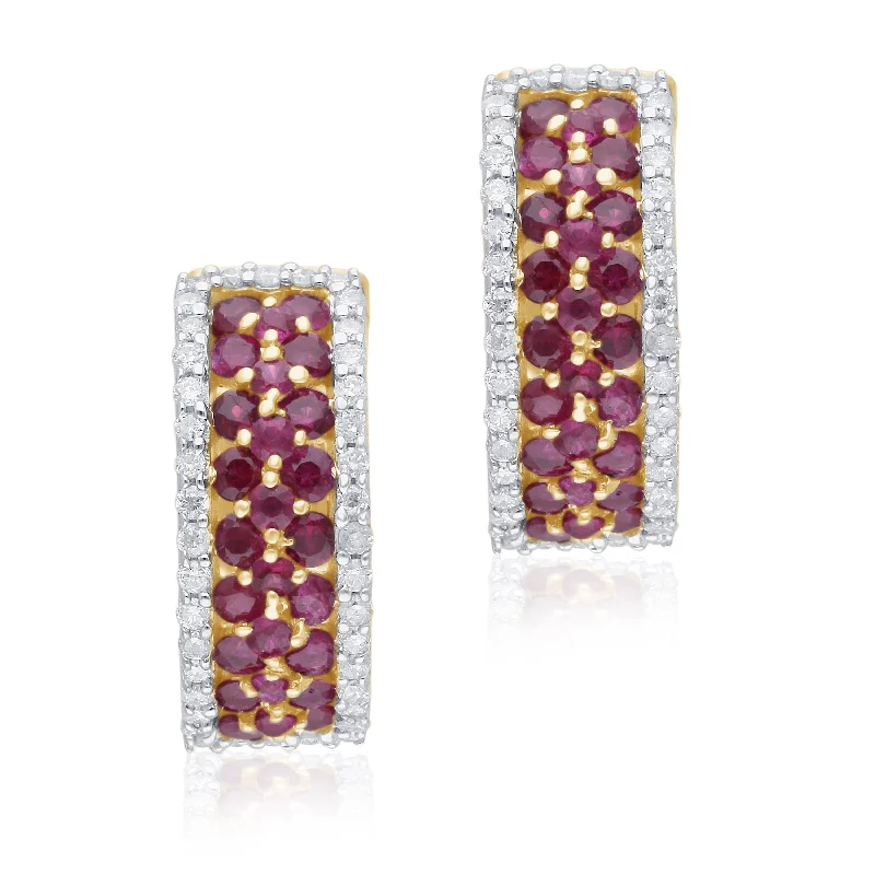 glamorous drop earrings for wedding outfits-Yellow Gold Ruby & Diamond Infinite Earrings