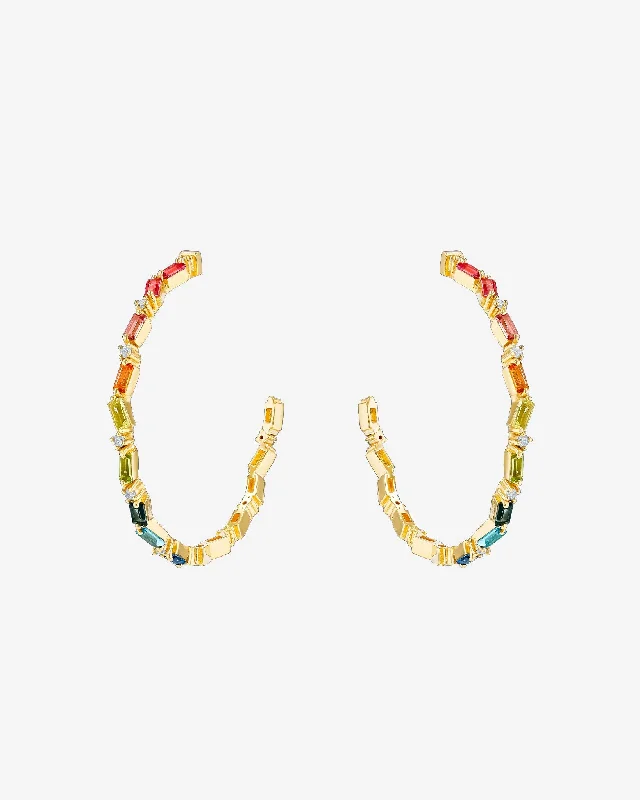 creative pearl hoop earrings for a modern twist-Amalfi Burst Vertical Rainbow Milli Hoops