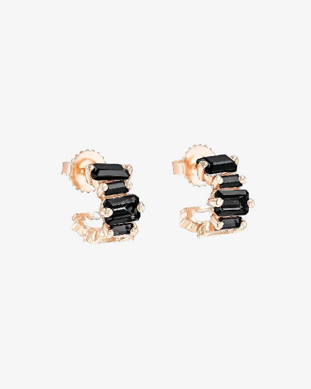 unique twisted metal earrings for modern fashion-Ann Black Mix Mini Hoops