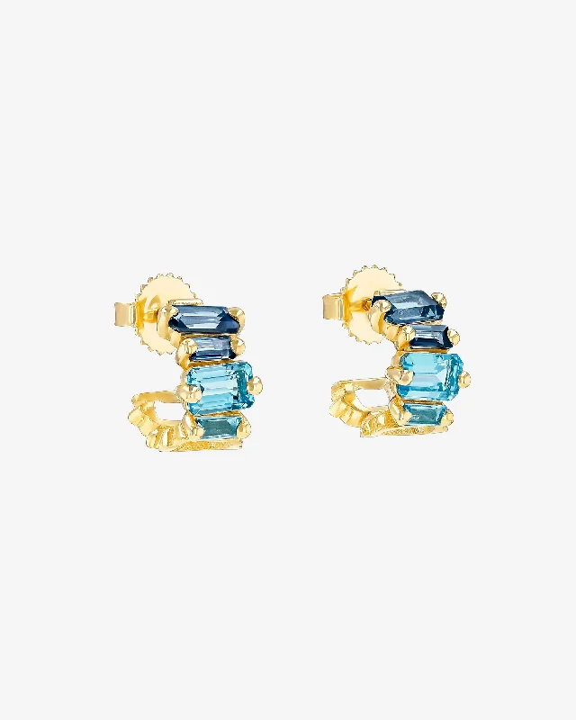 affordable cubic zirconia earrings for everyday wear-Ann Blue Ombre Mini Hoops