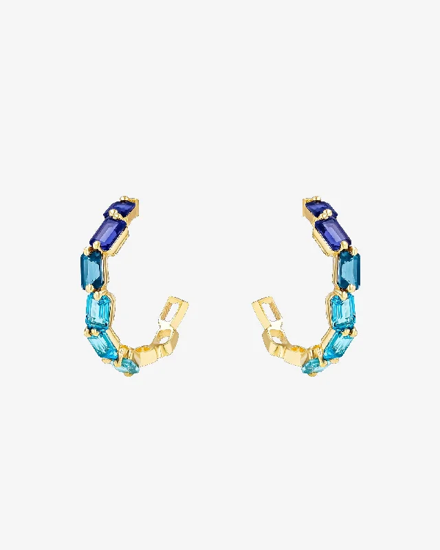 intricate diamond teardrop earrings-Ann Dark Blue Ombre Midi Hoops