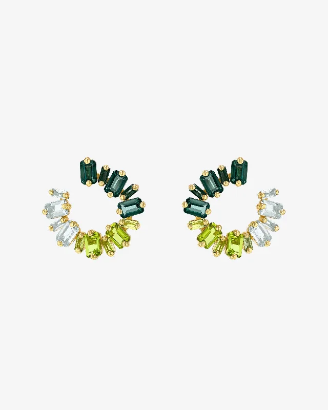 luxurious platinum earrings for weddings-Ann Green Ombre Midi Sideways Hoops