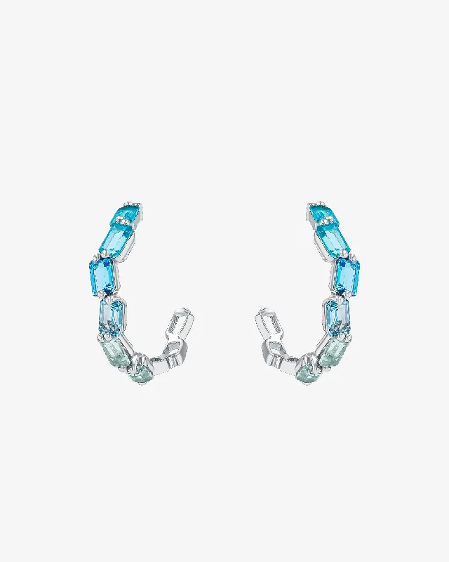 modern art-inspired earrings for women-Ann Light Blue Ombre Midi Hoops